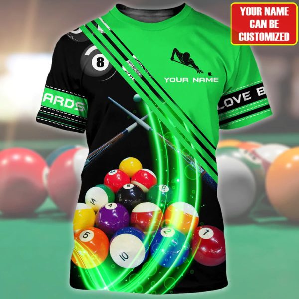 Personalized Billiard Shirt, 3D All Over Printed Colorful Tshirt For Billiard Player, Billiard Team Uniform